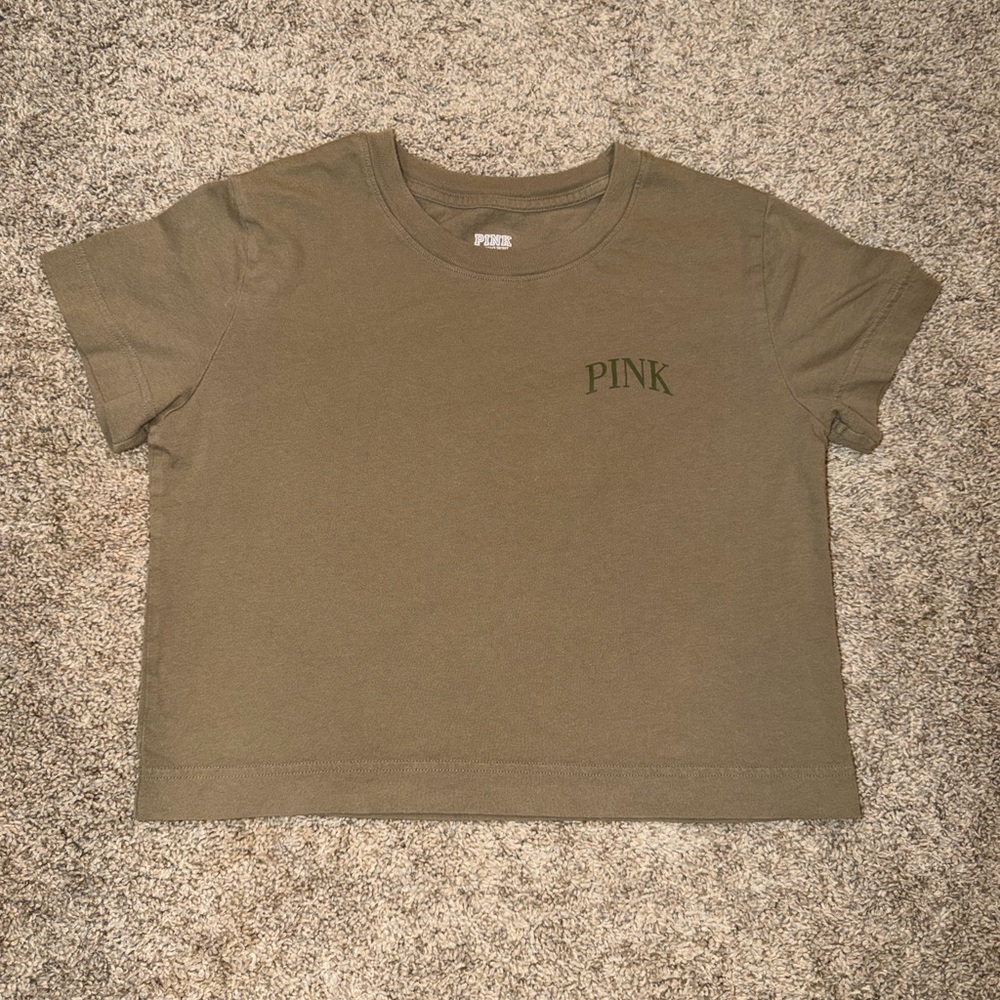 PINK Victoria's Secret Army Green Crop Top
